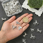 DanLingJewelry 100Pcs 10 Styles Antique Silver Horse & Horseshoe Animal Charms - Image 3