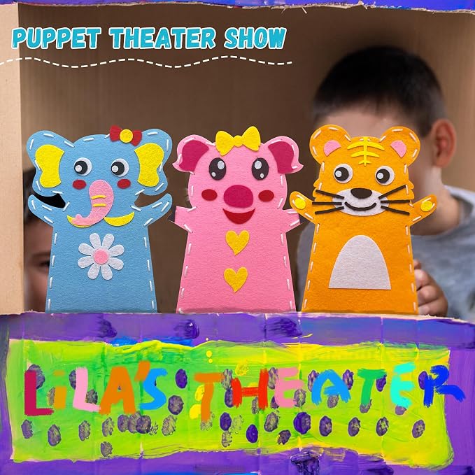 Animal Hand Puppet Crafts Kit for Kids 8pcs Sewing Kits for Girls 4-9 Felt DIY - Image 4