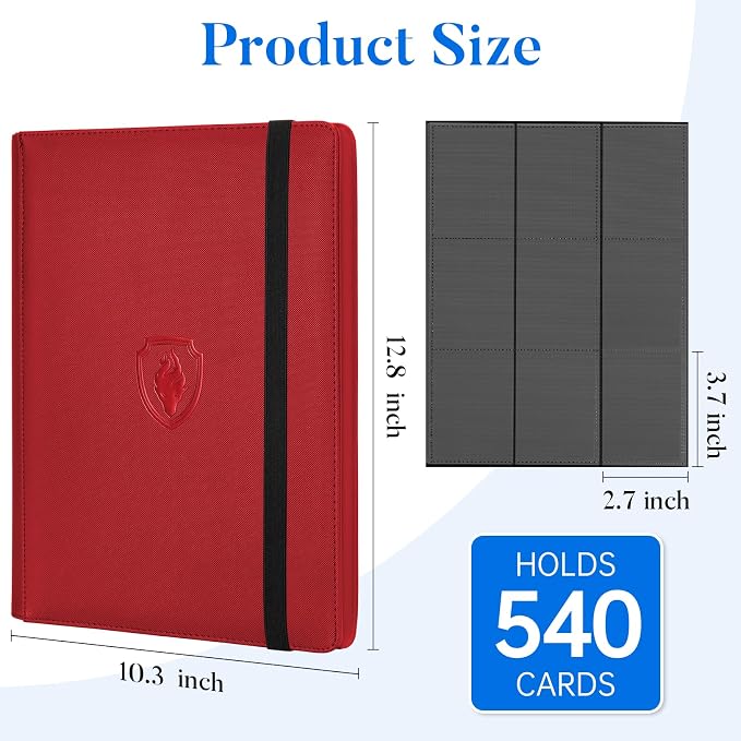 Premium 9 Pocket Card Binder for 540 Cards, Fabmaker PU Cover Trading Card - Image 6