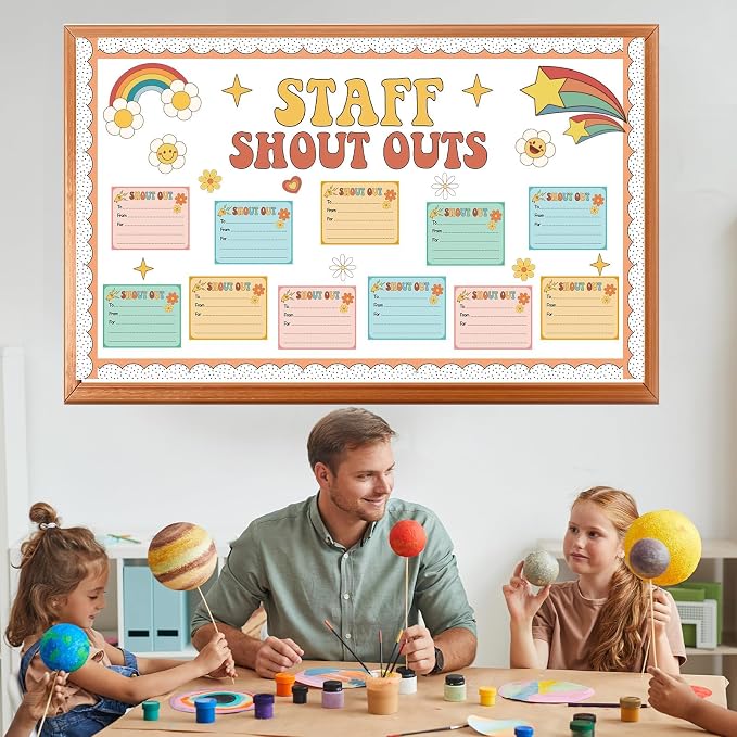 Boho Hippie Staff Shout Outs Bulletin Board Decorations Groovy Retro Staff - Image 6