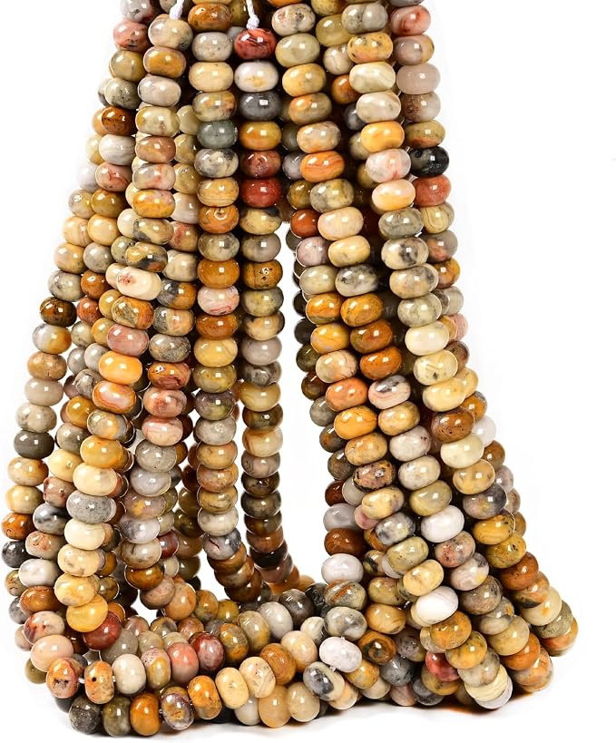 ICAI Natural 5x8mm Rondelle Beads, Abacus Disk Stone Spacer Beads by CAI+YI+MING
