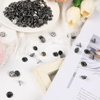 JANYUN 120 Pairs Black Butterfly Clutch Tie Tacks Blank Pin Clasp Back | Metal - Image 3