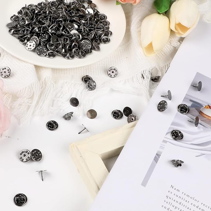 JANYUN 120 Pairs Black Butterfly Clutch Tie Tacks Blank Pin Clasp Back | Metal - Image 3