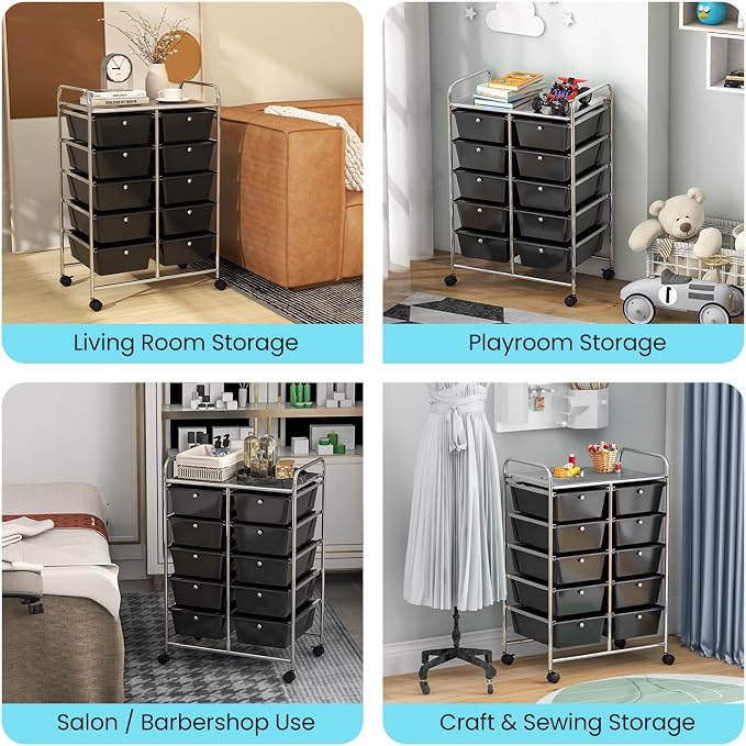 Giantex 10 Drawers Rolling Cart, Classroom Organizers, Storage Cart - Image 8