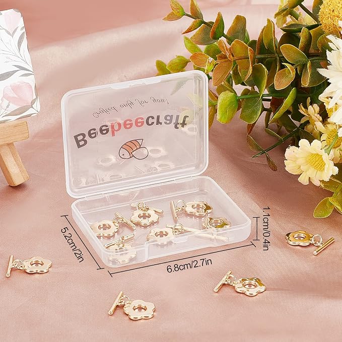 Beebeecraft 10 Sets 18K Gold Plated Toggle Jewelry Clasps Connectors Flower - Image 7