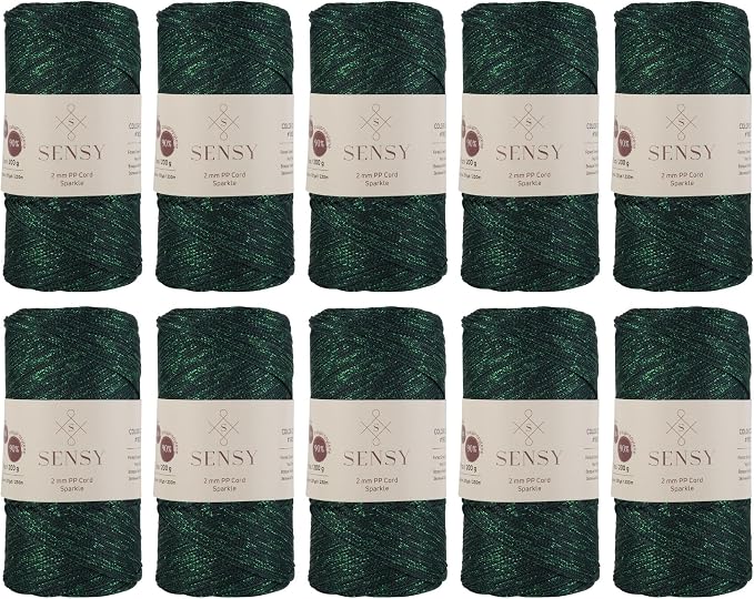 10 Skeins of Sensy Premium 2mm 251 Yards Sparkle Polyester Rope 90% by SSENSY