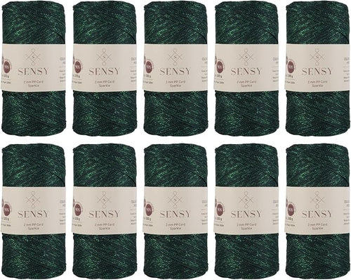 10 Skeins of Sensy Premium 2mm 251 Yards Sparkle Polyester Rope 90% by SSENSY