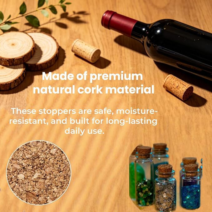 100 Pack Tapered Cork Stoppers, 10 Sizes Assorted Natural Wooden Wine Bottle - Image 5