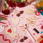 Qunclay 80 Pcs 5 Sizes Wooden Heart Magnets - Image 6