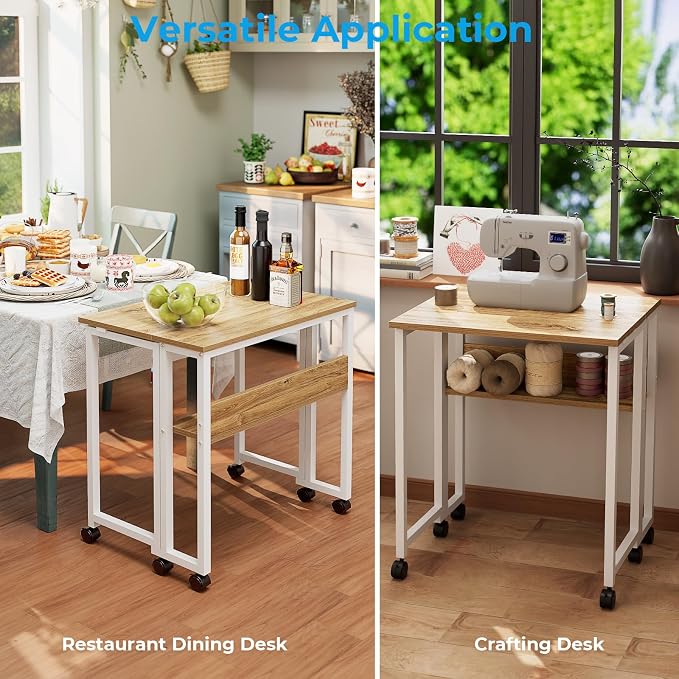 GreenForest Folding Desk with Wheels, 31.5" Rolling Table - Image 7