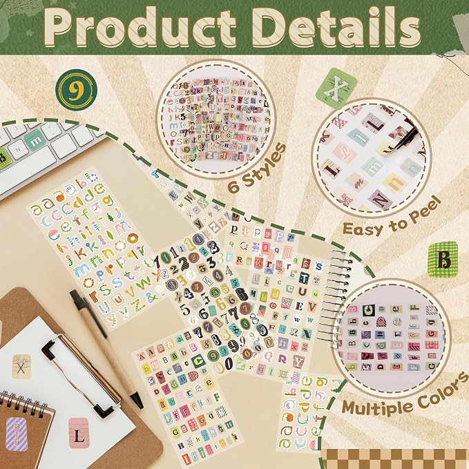 48 Sheets Vintage Letter Stickers - Image 3