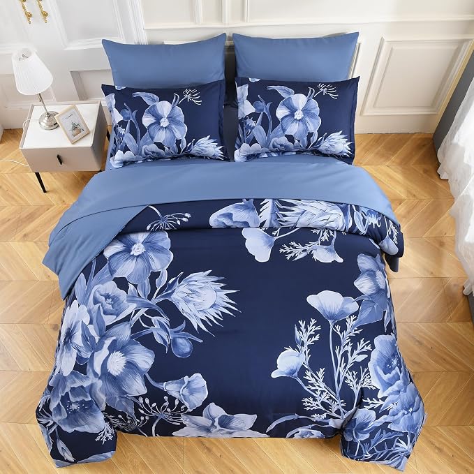 Luxudecor Floral Comforter Set Twin Size 5 Piece, Elegant Floral Comforter - Image 3