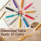 Fullhawl 50 Pcs Fabric Paint Set 0.34 oz 10 Colors 3D Glitter Puffy Paint - Image 3