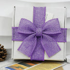 Purple Burlap Ribbon 1-1/2 in X 10 Yard Purple Linen Wired Ribbon | Natural - Image 5