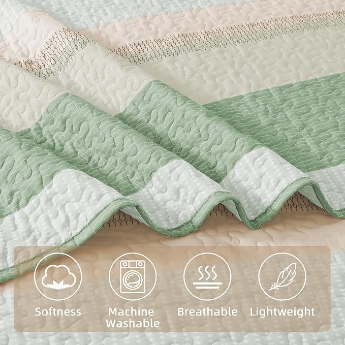Andency California King Quilt Set Mint Pink, 3 Pieces Ultra Soft Lightweight - Image 5