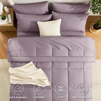 CozyLux Queen Comforter Set Dusty Purple, 7 Pieces Bed in a Bag, Bedding Set - Image 2