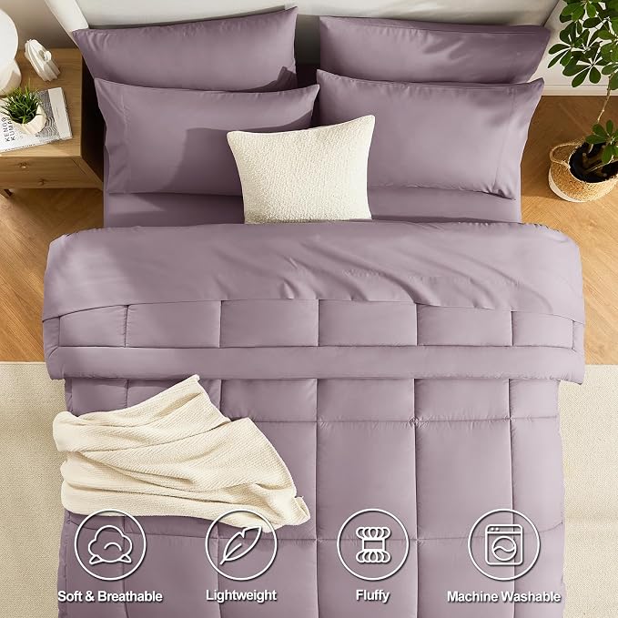 CozyLux Full Size Comforter Set Dusty Purple - Image 2