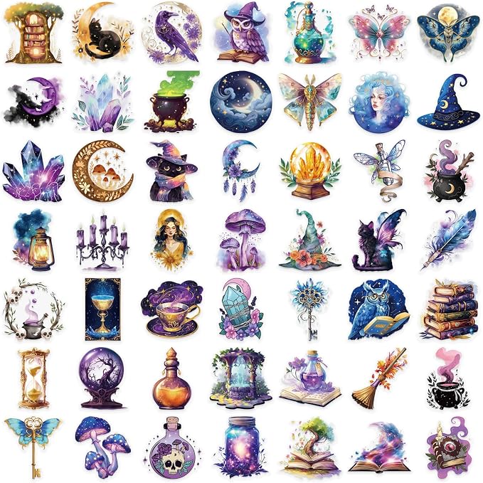 50 Pieces Magic Stickers for Transparent Scrapbooking, Witchy Crystal Aesthetic - Image 2