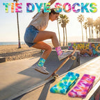 Syhood White Cotton Crew Socks for Tie dye Party Casual Soft Cushion Novelty - Image 3