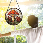 DASTOLL Stained Glass Window Hanging, Big Red Mushroom Suncatcher - Image 2