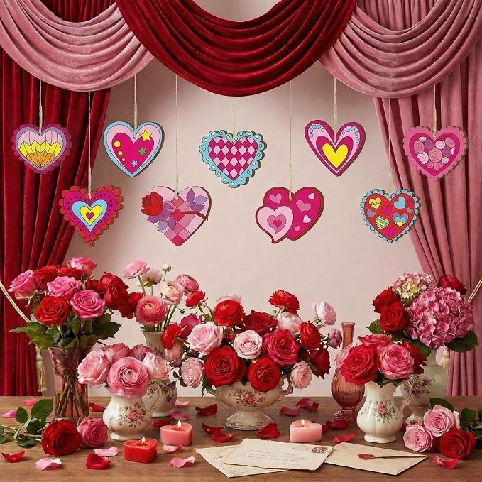 JellyArch 36 Pcs Valentine's Day Crafts, Wooden Heart Cutouts, Unfinished DIY - Image 2