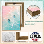 Framed Pastel Sea Turtle Canvas Wall Art Dreamy Pink Turquoise Ocean Turtle - Image 4