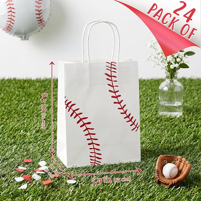 24 Pack Baseball Party Favor Bags, Baseball Gift Bags - Image 2
