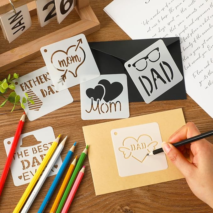 Augshy 56 PCS Happy Mothers Day Fathers Day Stencils, 3 Inch - Image 4