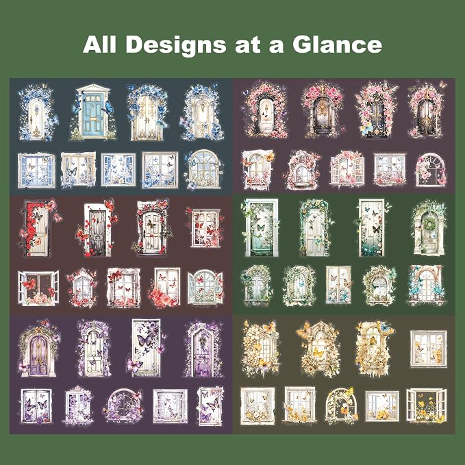 60PCS Butterfly Window PET Stickers – Romantic Vintage Style Journal Supplies - Image 5