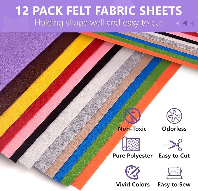 12 Rolls 8"x35" Large Stiff Felt Sheets, 1mm Felt Fabric Sheet - Image 4
