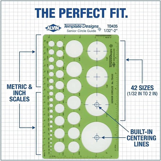 Alvin, Senior Circle Guide Template, Drawing and Drafting Tool - Image 6