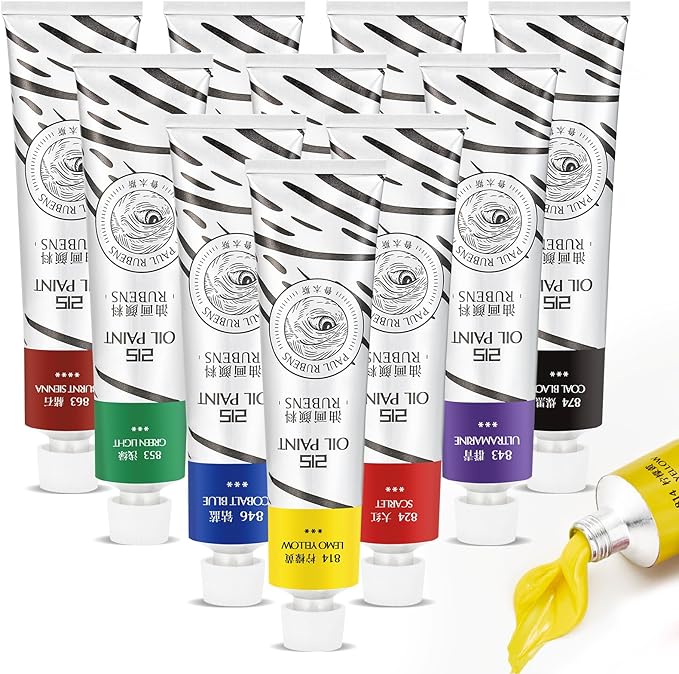 Paul Rubens Oil Paint, 10 Basic Colors*170 ml LargeTubes, Professional Oil by PaulRubens