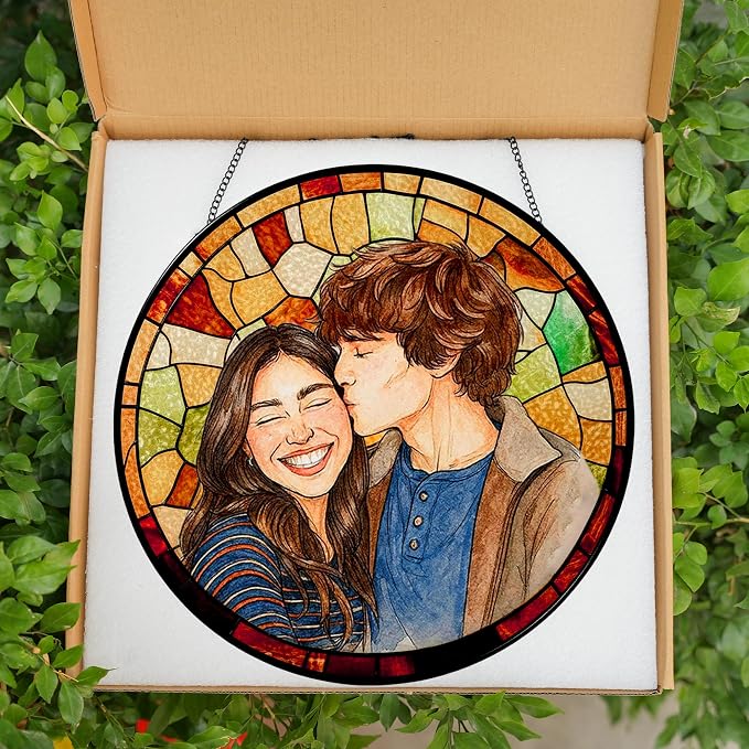 Personalized Couples Photo Faux Stained Glass Sun Catcher, Photo Cuople - Image 6