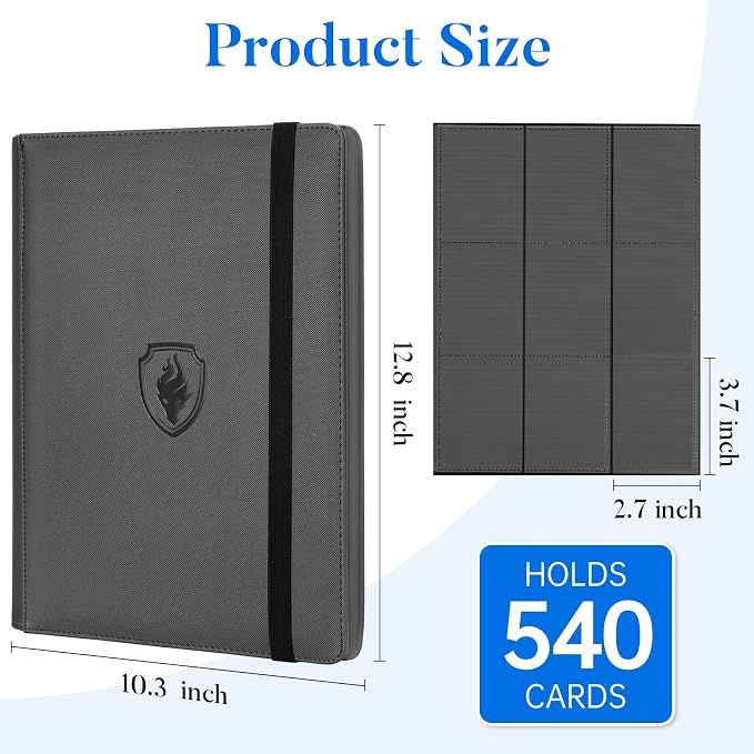Premium 9 Pocket Card Binder for 540 Cards, Fabmaker PU Cover Trading Card - Image 6