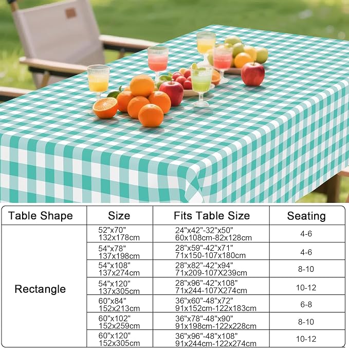 Smiry Rectangle Table Cloth, Waterproof Vinyl Tablecloth - Image 7