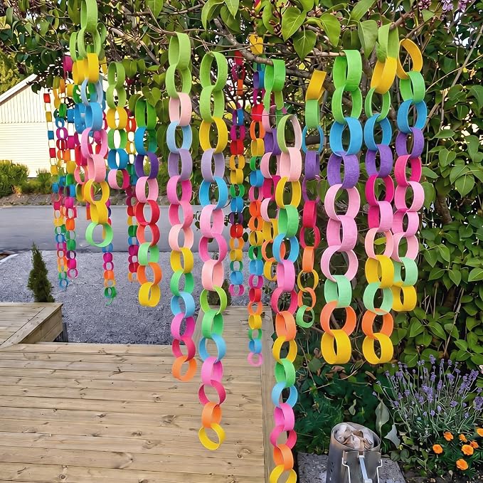 Roowest 600 Sheets Felt Chain Strips Bright Color Chain Garland 1x8 Inch - Image 5