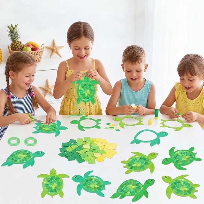 Renbuzhu 48PCS Summer Crafts: Paper Sea Turtle Suncatchers DIY Kits, Ocean - Image 6