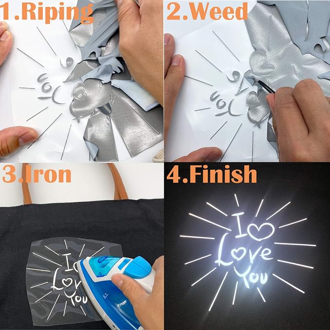 Reflective Vinyl Heat Transfer Vinyl Rolls Silver 12in x 6ft Reflective Iron on - Image 5