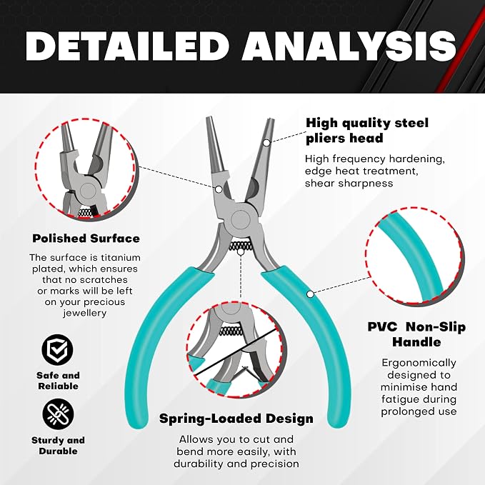 C&T 3-Piece Jewelry Pliers Set, Jewelry Making Tools Kit, Micro Jewelry Plier - Image 3