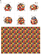 Patchwork Ladybug Cotton Fabric Panel – 6 Designs + Bonus Sheet 29.5×19.6 inch by FabricsTown