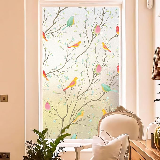 Coavas Stained Glass Window Film, Decorative Frosted Glass Window Privacy Film - Image 8