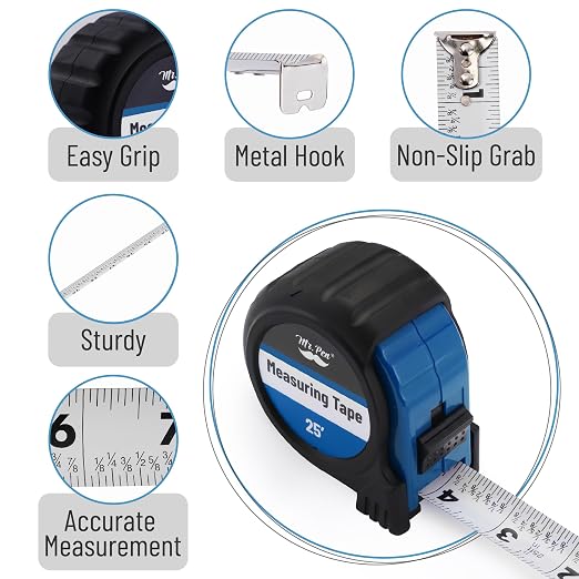 Mr. Pen- Retractable Tape Measure 25 ft, Dark Blue, Easy Read | Steel - Image 4