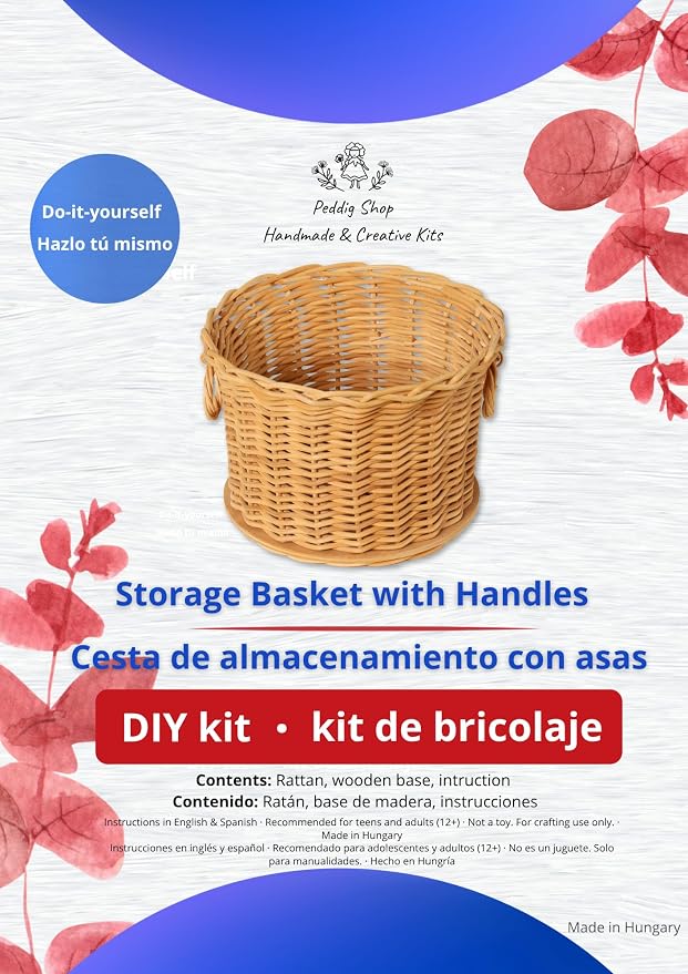 PEDDIG SHOP Two-Handle Storage Basket Weaving Kit – DIY Natural Rattan Craft Set - Image 9
