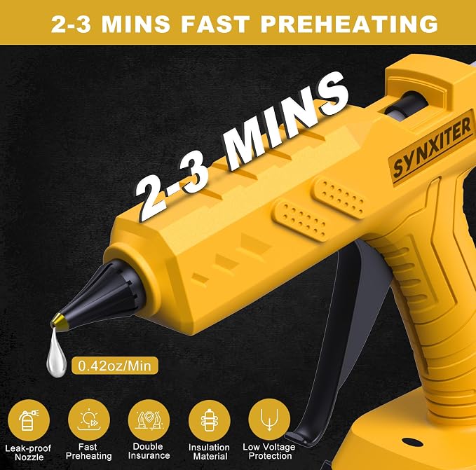 60W Cordless Hot Glue Gun for DeWalt 20V MAX Battery, Wireless Power Glue Gun - Image 3