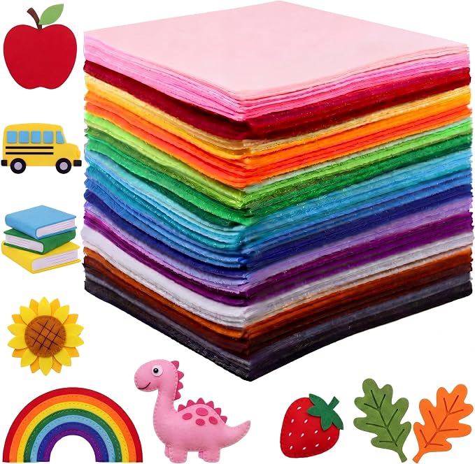 Reginary 120 Pcs 4 x 4 Inch, 2mm Thick Felt Sheets Bulk by Reginary