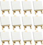 FIXSMITH 3x3 Inch Mini Stretched Canvas Easel Set- Bulk Pack of 12, Small - Image 6