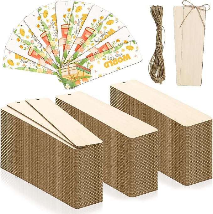 120 PCS Wood Blank Bookmarks Set by Jyongmer