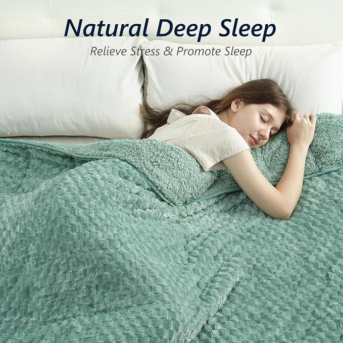 Mr. Sandman Weighted Blankets for Adults Queen Size 20lbs, Warm Sherpa Fleece - Image 3