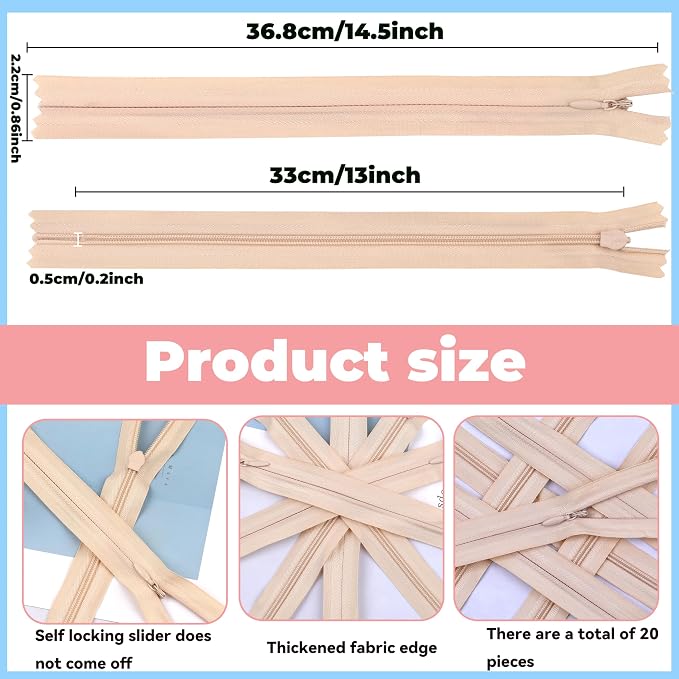 YAKA 20pcs Lvory Nylon Invisible Zippers Tailor Sewing Tools Garment - Image 2