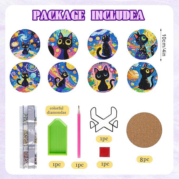 DOZEEZOP 8-Pack Diamond Art Coaster Kit - Image 2